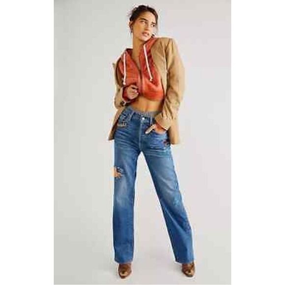 NWOT MOTHER The Rambler Sneak High Waist Straight Jeans in Running with Scissors - Picture 3 of 7